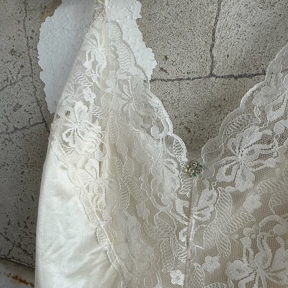 Vintage‎ Lace Cami Satin Camisole Coquette Balletcore Lingerie Top Ivory Size S - Picture 3 of 6